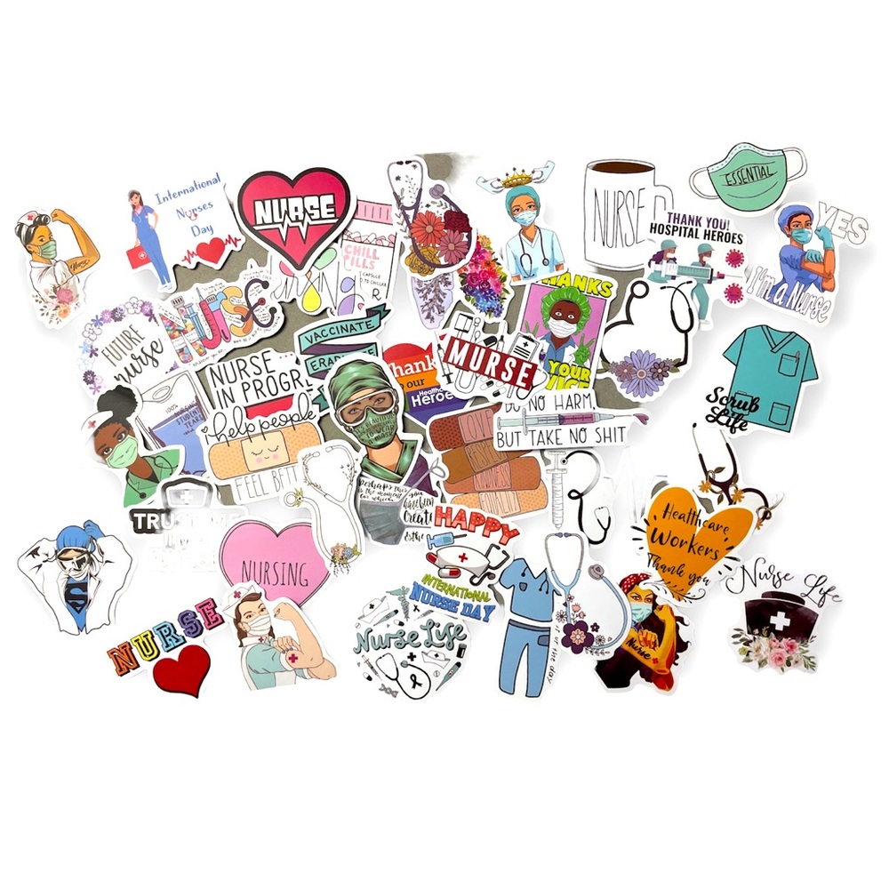 1 Dozen Random Nurse Sticker Pack - Water Bottle Stickers